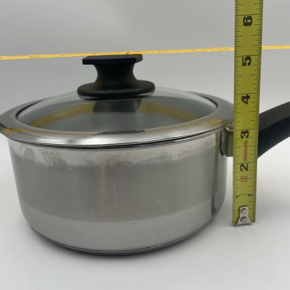 Megaware Stainless‎ Steel 1.5 Quart Sauce Pan Cookware Glass Lid Vintage